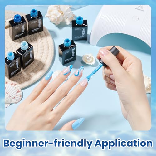 Beetles Blue Gel Polish Set, Ocean Range, 6 Colors Blue Gel Nail Polish Set - color: A - Blue | Ocean Range