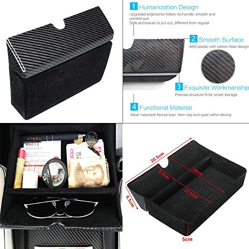 Center Console Organizer Box Tray Insert Armrest Storage Drawer Compatible with Tesla Model X, S, Highland & Juniper New Models