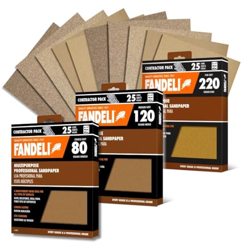 Multipurpose Sanding Sheets Assorted Grits: (25) 80, (25) 12, and (25) 220. 75PK.. - style: Selection of grits..