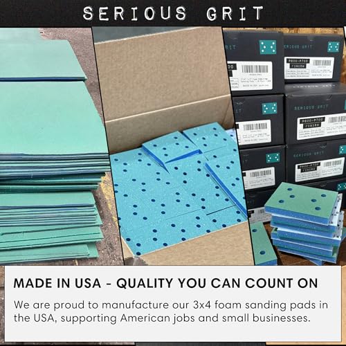 Serious Grit - 3x4 1/2" Foam Sanding Pads - 120-150 Grit Finish - 10 Pack - size: 120-150 Grit, style: 12.7mm Foam