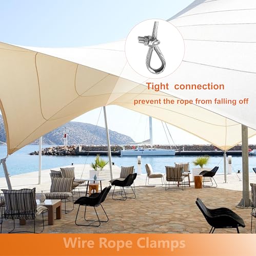 12 Pcs M8 Cable Clamps,Wire Rope Clamp,4 Pcs 5/16" Thimble - color: silver, size: M8