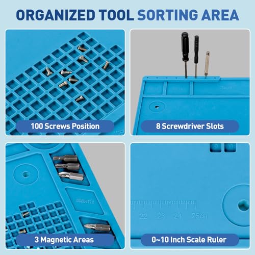 Helping Hands Soldering Station, 10X 30X Magnifying Glass with Light - color: Blue, size: 10.65×15.4-Inch(30X&10X)