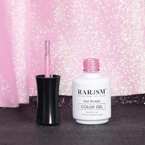 RARJSM Magnetic Cat Eye Gel Nail Polish Nude Purple Pink Silver Glitter - color: Nude Purple Pink