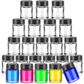 Teenyyou 24 Pack Airbrush Glass Jar Bottles 3/4 Ounce (22cc) Empty Replacement Jars with Plastic Lids Paint Storage Bottles for Pigment Screw into Siphon Feed Airbrush Lid Adaptor Assemblies
