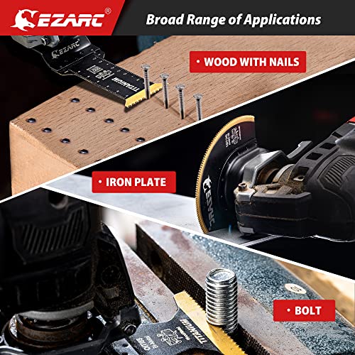 EZARC Titanium Oscillating Saw Blades Kit 4 PCS, Plunge Cutting Multitool Blades for Metal Wood Nails Screws, Flush Cut Universal Quick Release Multi Tool Blades Kits, Tool Blades Fit Multiple Models - size: 4 Pcs Mixed Set