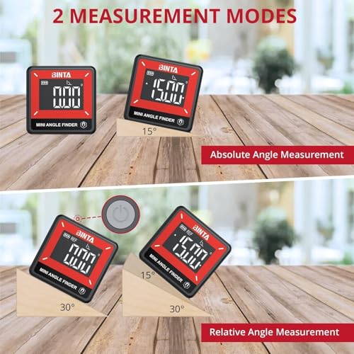 BINTA Small Digital Angle Finder Magnetic, IP54 Waterproof Dustproof Gauge - style: Black and Red