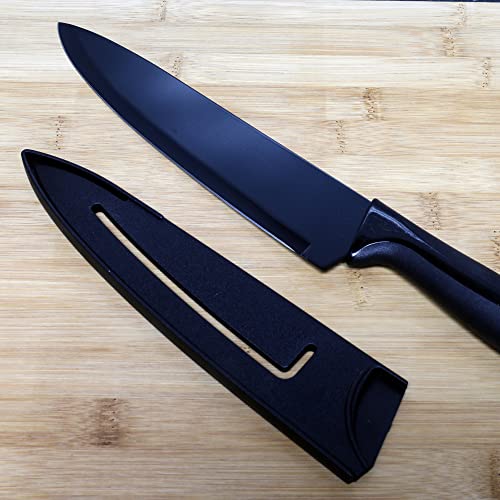 Chef Craft Premium Chef Knife with Sheath, 8 inch blade 13.5 inches in length, Black - style: Chef Knife with Sheath