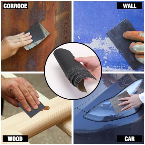 MAXMAN 1/4 Sheet Sandpaper, 4.5" x5.5" 220 Grit Silicone Carbide, for Wood - style: 220 grit