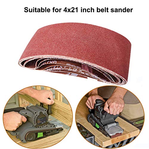 4 x 21 Inch Aluminum Oxide Sanding Belts Mixed Grits, 12-Pack - size: 4×21 inch