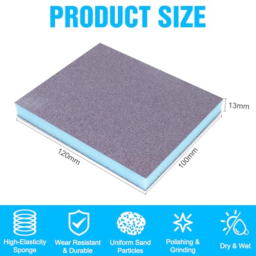 12 Pack Sanding Sponge, Washable and Reusable Sanding Blocks 120 Grit Wet Dry Sand Paper for Wood Drywall Metal Furniture - size: 120 Grits