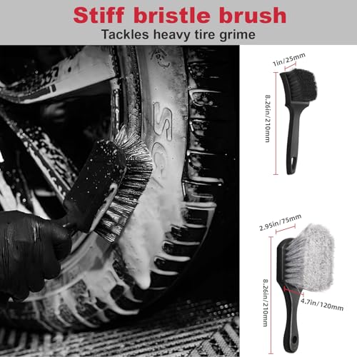 9PCS Wheel Detailing Cleaning Kit Metal-Free Scratch-Free Rim Brush - color: 9