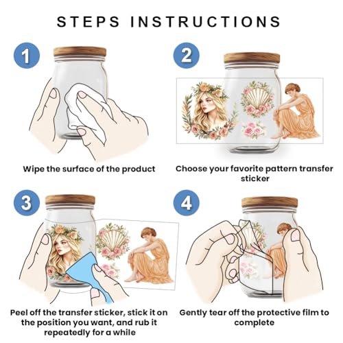 10 Pcs Greek Goddess Theme UV DTF Cup Wraps, 10 Sheets Classical Goddess Cup Transfer Stickers Waterproof Rub on Transfer Reusable DIY Vinyl Decals for DIY Glass Cups Wood Crafts - color: Greek Goddess