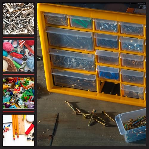 Stalwart 30-Drawer Plastic Small Parts Organizer, Yellow