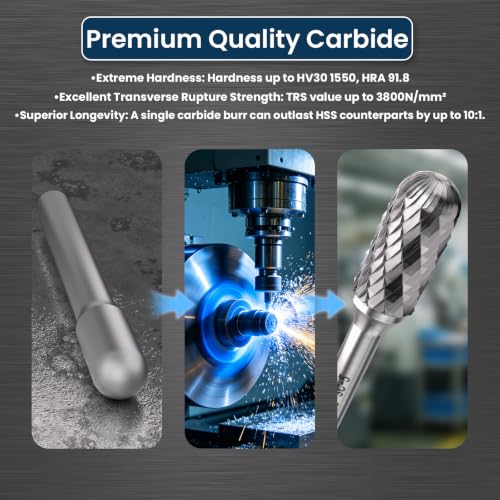 LU&MN SC-5 Tungsten Carbide Burr, 1/2" Head 1/4" Shank, 3 Pcs - style: SC-5,3PCS