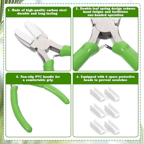 Flat Nose Pliers for Jewelry Making Nylon Jaw Pliers for Jewelry Making Lat Nose Soft Jaw Plier Spring Loaded Soft Noses Plier Wire Straightener Wire Wrapping Tool for Chain Makings, 5-Inch Green