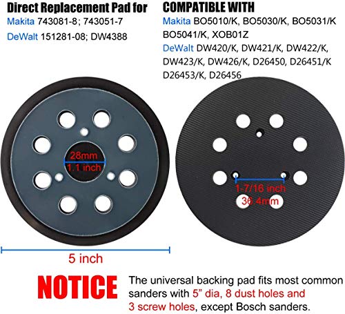 5 Inch 8 Hole Sander Replacement Pad for Makita BO5010 BO5030K BO5031K - color: 1 Pack