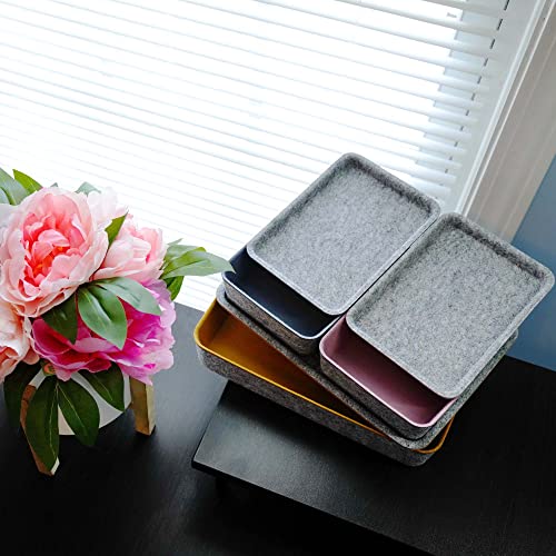 Welaxy 3pc Stackable Lidded Felt Desk Drawer Organizer Multi-Color Bins - color: Curry+Dusty rose +Glacier gray