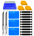 3M Blue Squeegee Flexible Plastic Applicator Plus Hard Rubber Contouring Block Including Black Felt Scratch-Proof Adhesive Decal Vinyl Wrap Tool Kit (3Squeegee, 1rubber, 3felts, 3detailers, 2knife)