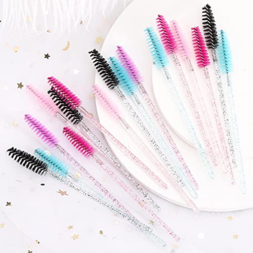 Tbestmax 500 Disposable Mascara Wands Eyelash Brush Spoolies for Eyebrow Eye Lash Extension Colorful - color: Crystal-5 Colors