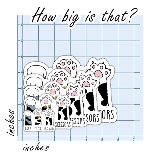 Rock Paper Scissors Sticker, Cat Sticker, Cute Cat Sticker, Funny Cat Sticker, Cat Paws Sticker, Water Assitant Die-Cut Vinyl Booktok Decals for Laptop, Phone, Water Bottle, Kindle Sticker