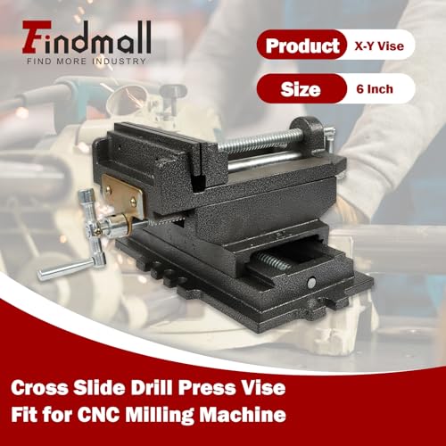 findmall 6 Inch Cross Slide Drill Press Vise Heavy Duty Benchtop - color: Black, size: 6 inch