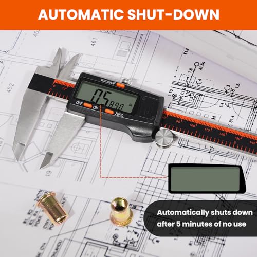 HARDELL Digital Caliper 0-8" Stainless Steel, Inch/Fractions/mm - size: 8 Inch