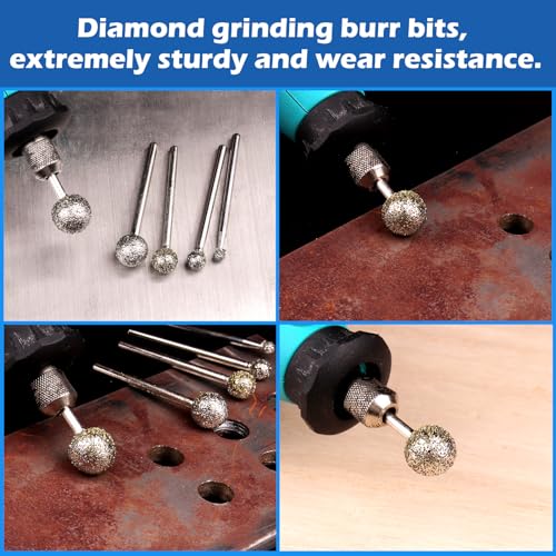 1/8 Shank Diamond Grinding Burr Drill Bit Ball Shape Rotary Bit