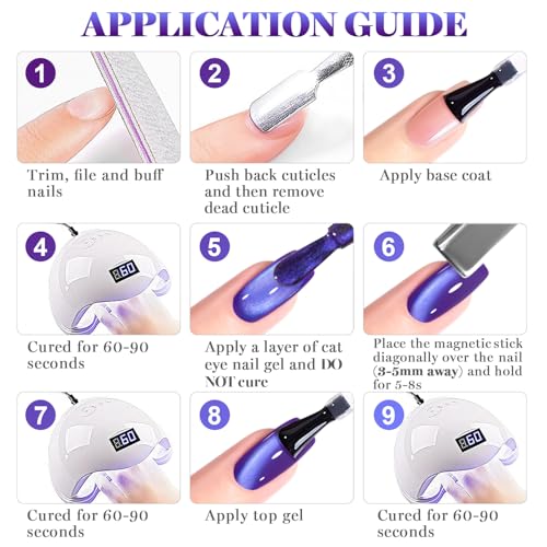 RARJSM Grape Purple Glassy Cat Eye Gel Nail Polish with Magnet Stick - color: Grape Purple
