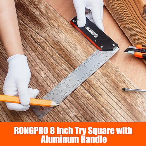10Inch Woodworking Square Ruler and T-Bevel Gauge Set - 1/16" Precision,Sliding T-Bevel and T Measurements Ruler, Aluminum Handle Carpenter Square Layout Tool for Woodworking -Imperial… - style: 2PCS