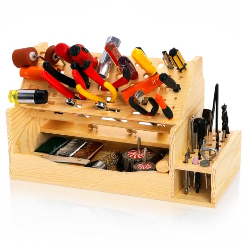 71 Holes Wooden Screwdriver Organizer, Tool Bench Holder