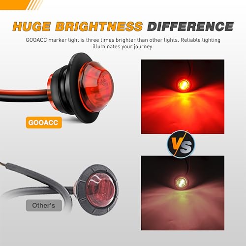 GOOACC 3/4 Inch Bullet Side Marker Light 30PCS Red Amber White - color: Red+Amber+White 30PCS