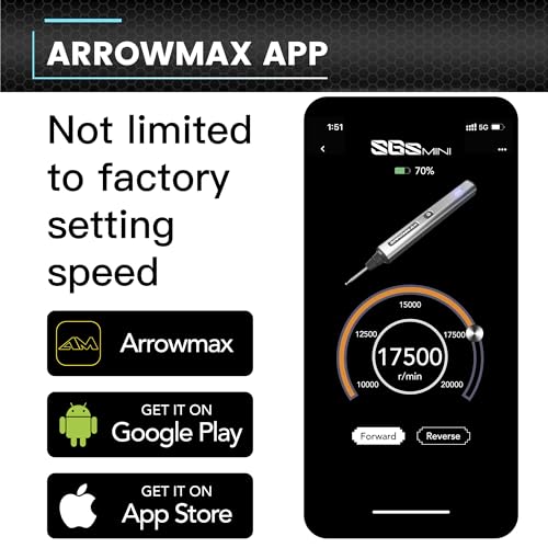 AM ARROWMAX Mini Engraving Pen, Cordless Rotary Tool with 36 Bits, Aluminum Case, Bluetooth, APP, Wireless Magnetic Charge, Engraving Tool for Jewelry, Wood, Glass, Carving (SGS MINI) - color: Grey, size: SGS MINI