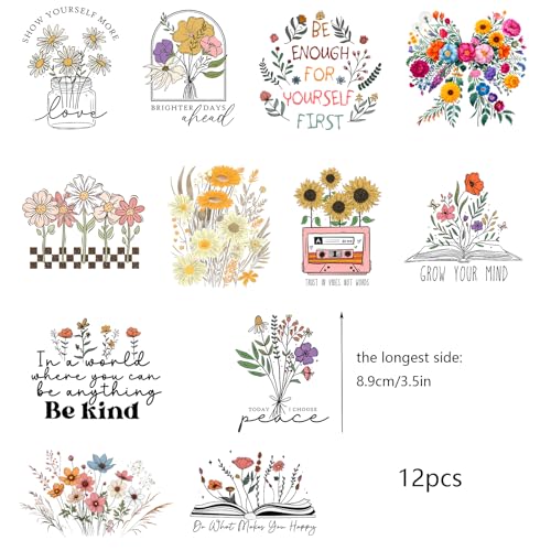 12pcs Wildflowers UV DTF Cup Wraps Bow Books for Ceramic Cups Sunflower Daisy uvdtf Transfer Stickers for Mug Glass Cups DIY Crafts Art Decoration - style: CD36