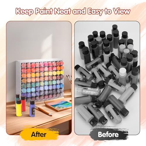 Krafetto 80-Grid Paint Organizer for 2 Oz Bottles, Wall Mount - color: 1pc white paint rack