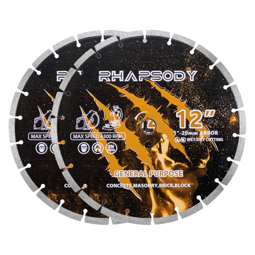RHAPSODY 12 Inch Diamond Saw Blade 2pcs, Segmented General Purpose Blade - color: Segmented Blade, size: 12Inch