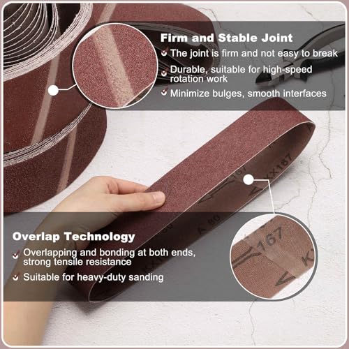 HARFINGTON 3 x 18 Inch Sanding Belts, 12 Pcs 80 Grits Aluminum Oxide Abrasive Belt Sander File Belt for Woodworking, Metal Polishing, Knife Sharpener - size: 3 x 18 Inch(80 Grit)