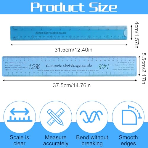 RAHHLIZS 2pcs Ceramic Shrinkage Scale Ruler Ceramic Tools for Pottery Plastic Measuring Ruler for Pottery Lovers Clay Sculpture Tools Carving Shaping Clay Sculpture Modeling