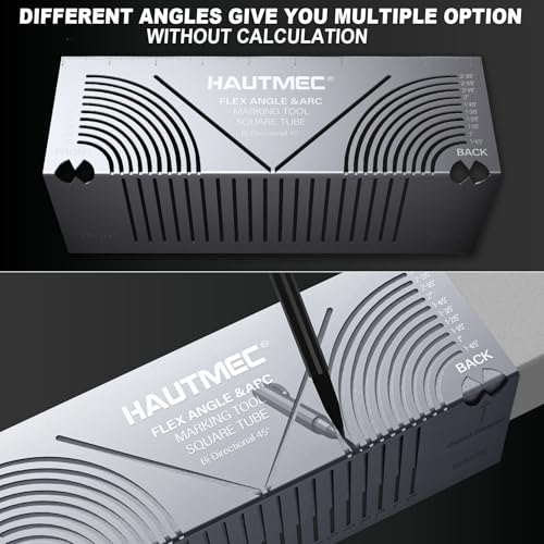 HAUTMEC Flex Angle & Arc Marking Tool, Multi-functional Square Tube Scriber for Square Tube, Right Angle Ruler with 5 PCS Marking Pen (Small Size 20-65) - HT0457 - style: Small Size