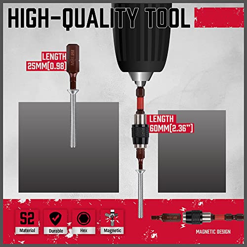 Premium 25-Piece Allen Key Drill Bit Set - Durable Allen Wrench Bits with Strong Magnetic Tips, SAE & Metric Hex Keys - color: 25 Pcs 1" Hex