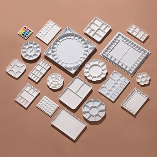 MEEDEN Ceramic Watercolor Palette with Cover: 12-Well Porcelian Mixing Tray - size: 12-well