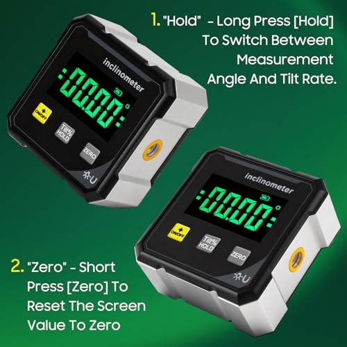Digital Angle Finder with Electronic Laser, Digital Angle Finder Protractor Inclinometer, 4-Side Strong Magnetic Angle Gauge, 4×90° High Accuracy Cube Inclinometer for Woodworking Construction & DIY