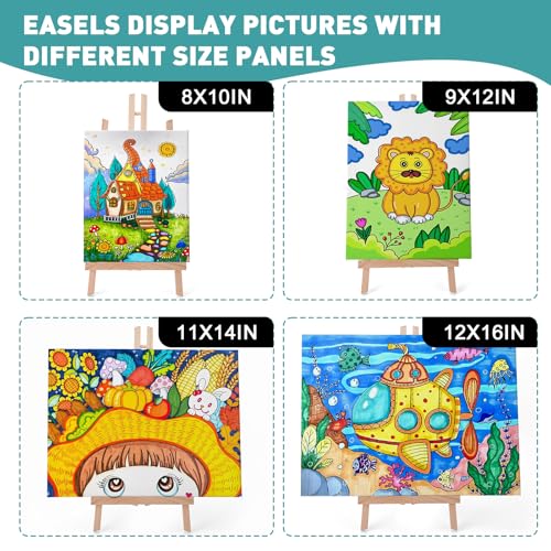 ESRICH 6 PCS 16in Wood Easels, Tabletop Easel for Painting Party - style: 16"-6P
