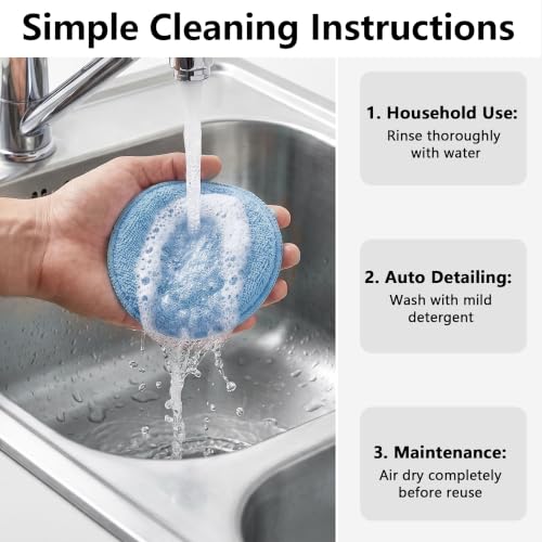 12Pcs 5-Inch Microfiber Foam Wax Applicator Pads with Finger Pocket - color: Solid Blue, size: 12pcs