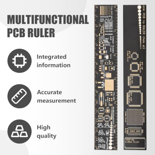 6in PCB Ruler, 15cm Resistor Capacitor Chip Ruler, Copper Printed Circuit Board Versatile Engineering Measurement Tool for Professional and Electronic Enthusiasts