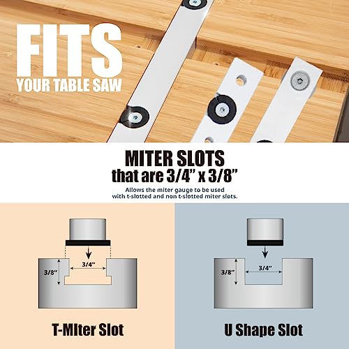 POWERTEC 71143 Deluxe Miter Gauge for Table Saw | Miter Guide with 120 Angle Stops, Silver - style: 120 Angle Stop Miter Gauge