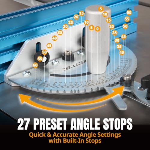 POWERTEC 71391 Table Saw Precision Miter Gauge System w/ 27 Angle Stops and 3/4”x 3/8”T-Slotted Miter Bar w/Removable T-Slot Plate; Includes 24”x 3” Multi T–Track Fence w/Scale, T-track Flip Stop - style: 27 Angle Stop Miter Gauge Set