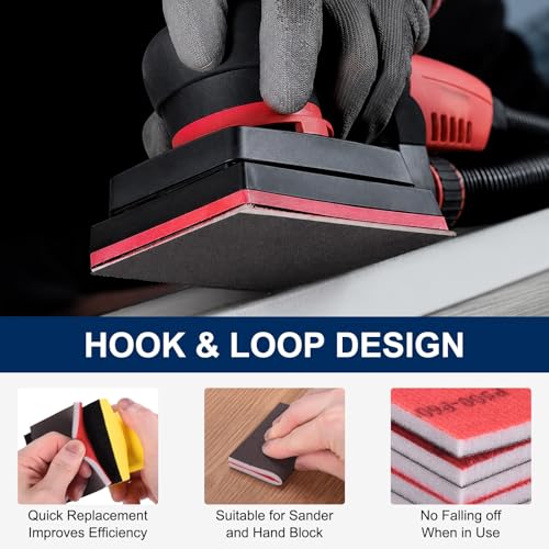 18Pcs 240Grit Sanding Sponges, 4x2.8In Hook & Loop Black - size: 240 Grit