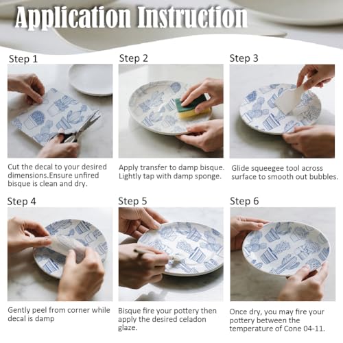SUPERDANT 5PCS Underglaze Transfers Pottery Transfer Paper for Clay - style: Western Cactus