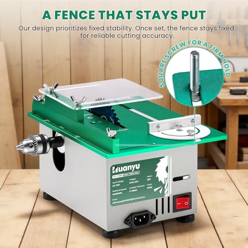 Huanyu Mini Table Saw 300W 1.14IN Cut Depth Portable Hobby Table Saws Set