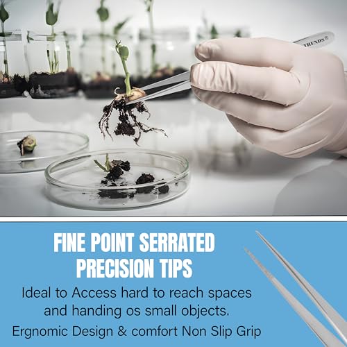 Stainless Steel High Precision Dressing Tweezers Forceps with Fine Strong Straight Serrated Point to use Engineer Labware for Scientific Art Craft Multipurpose Use (6 Inch)